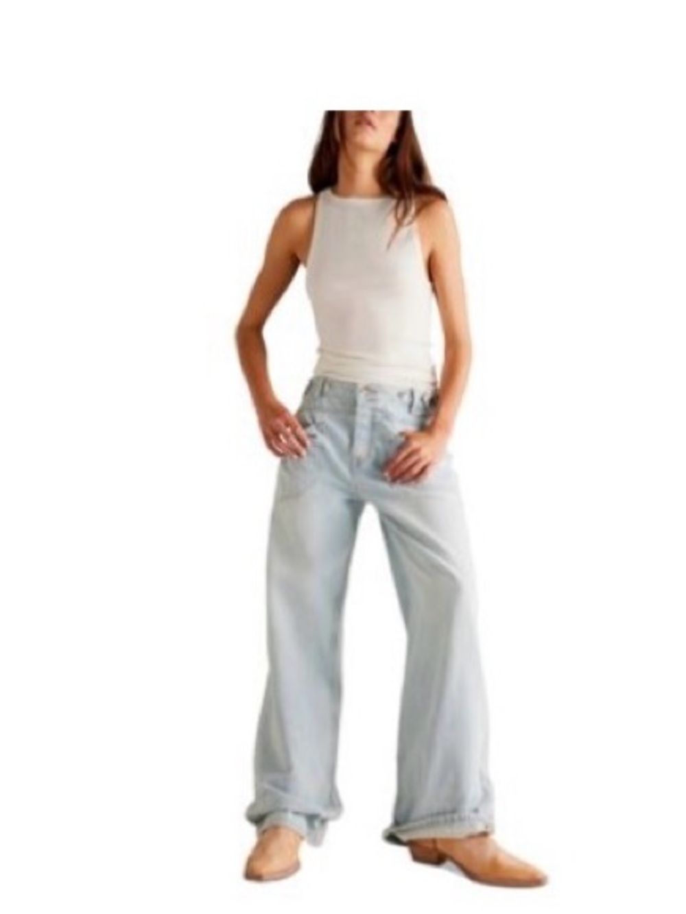 Wide Leg Light Wash Women’s Jeans - Unbranded